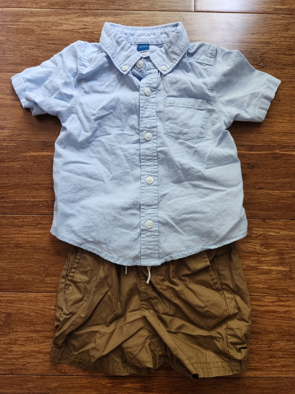 Old Navy Boys Blue Short-Sleeve Button Down Shirt And Shorts Kids, 18-24 Months